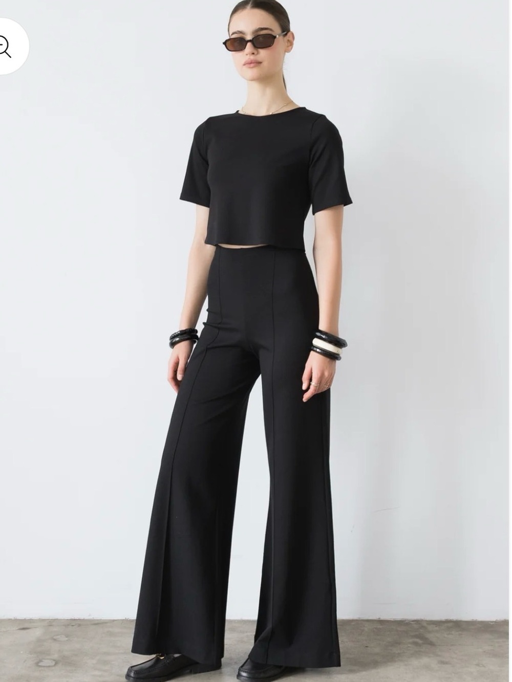 Ripley Rader Ponte Knit Long Wide Leg Pant Black
